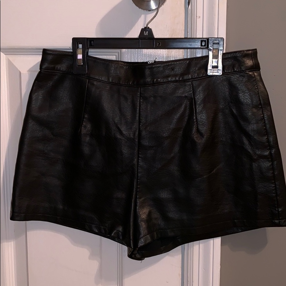 Black leather shorts